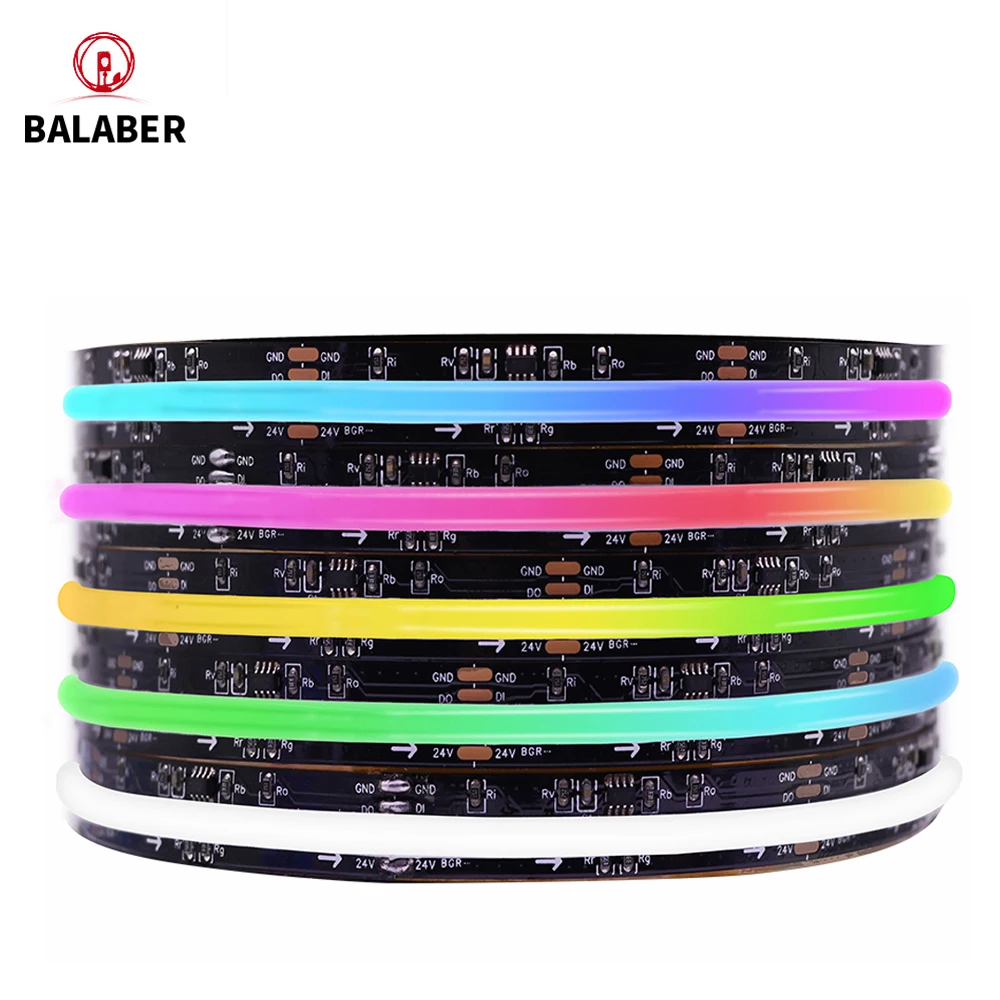 Bande lumineuse FOB COB, adressable SPI WS2811, couleurs de rêve, 360/480/576/720 LED, bande lumineuse LED RVB basse tension 5 V/12 V/24 V