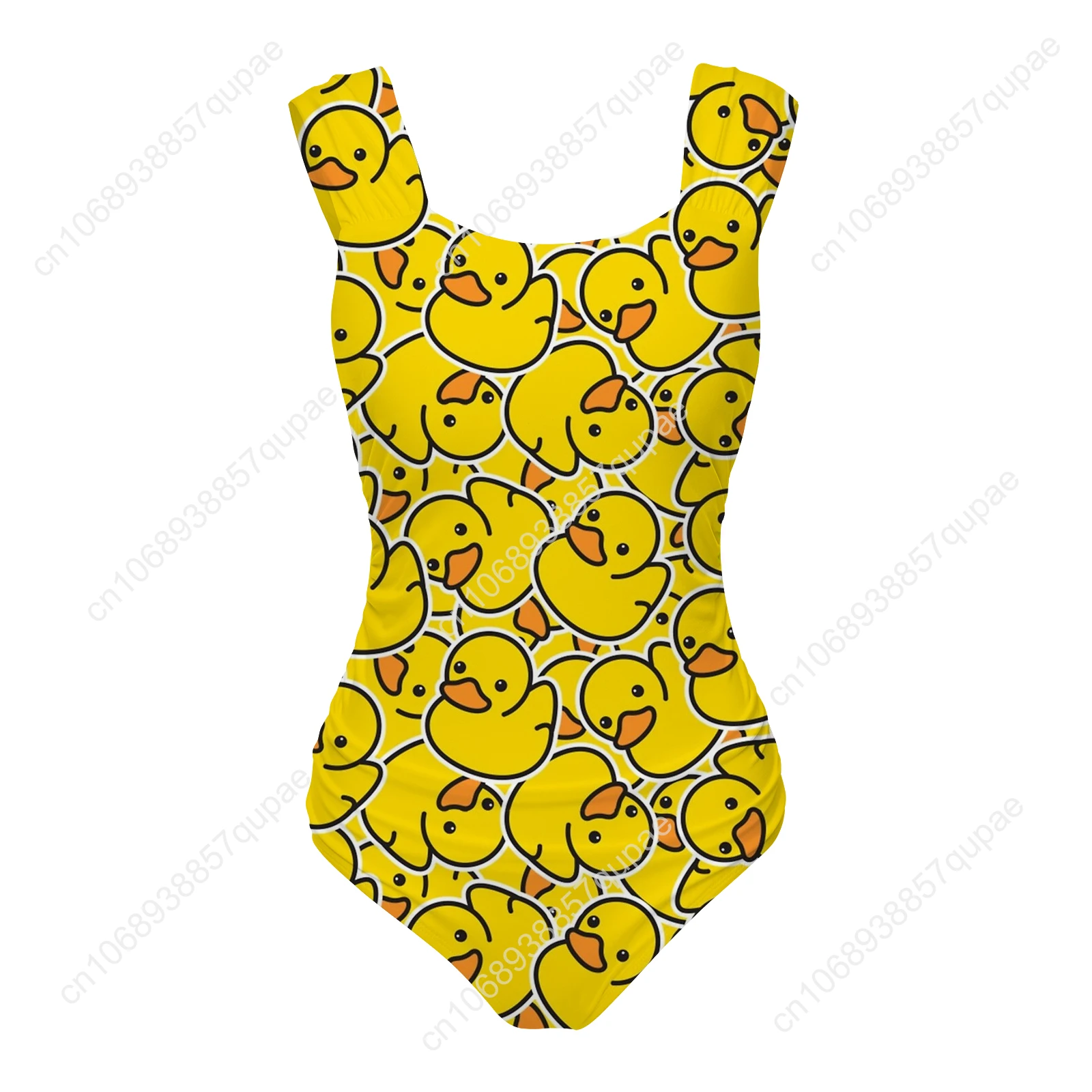 Cool Yellow Duck print pattern One Piece Swimsuit Wide Strap Women Bathing Suits Swimwear Pool Party Beach Sexy Bikini Beachwear