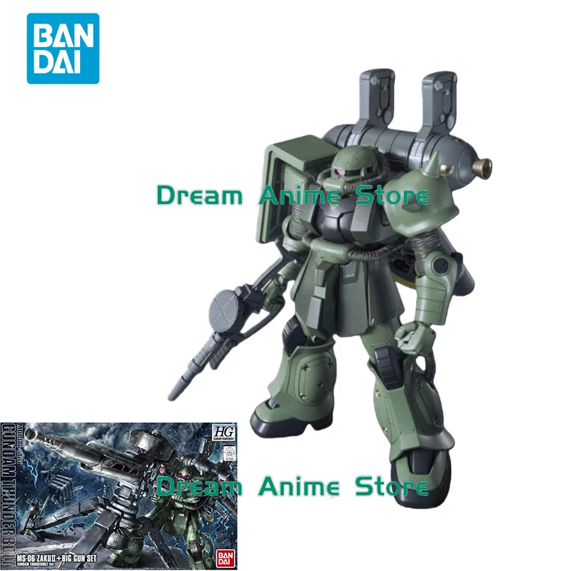 

Bandai Original GUNDAM HG 1/144 Anime MS-06 ZAKU 2+BIG GUN SET Action Figure Assembly Model Toys Collectible Gifts for Children