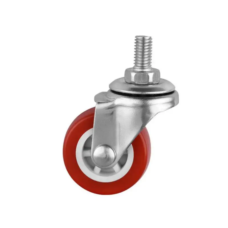 

(10 Packs) 1.5-Inch Red Screw Caster M8 Universal Roller PVC Plastic Wheel for Glass Mechanical Backup Casters