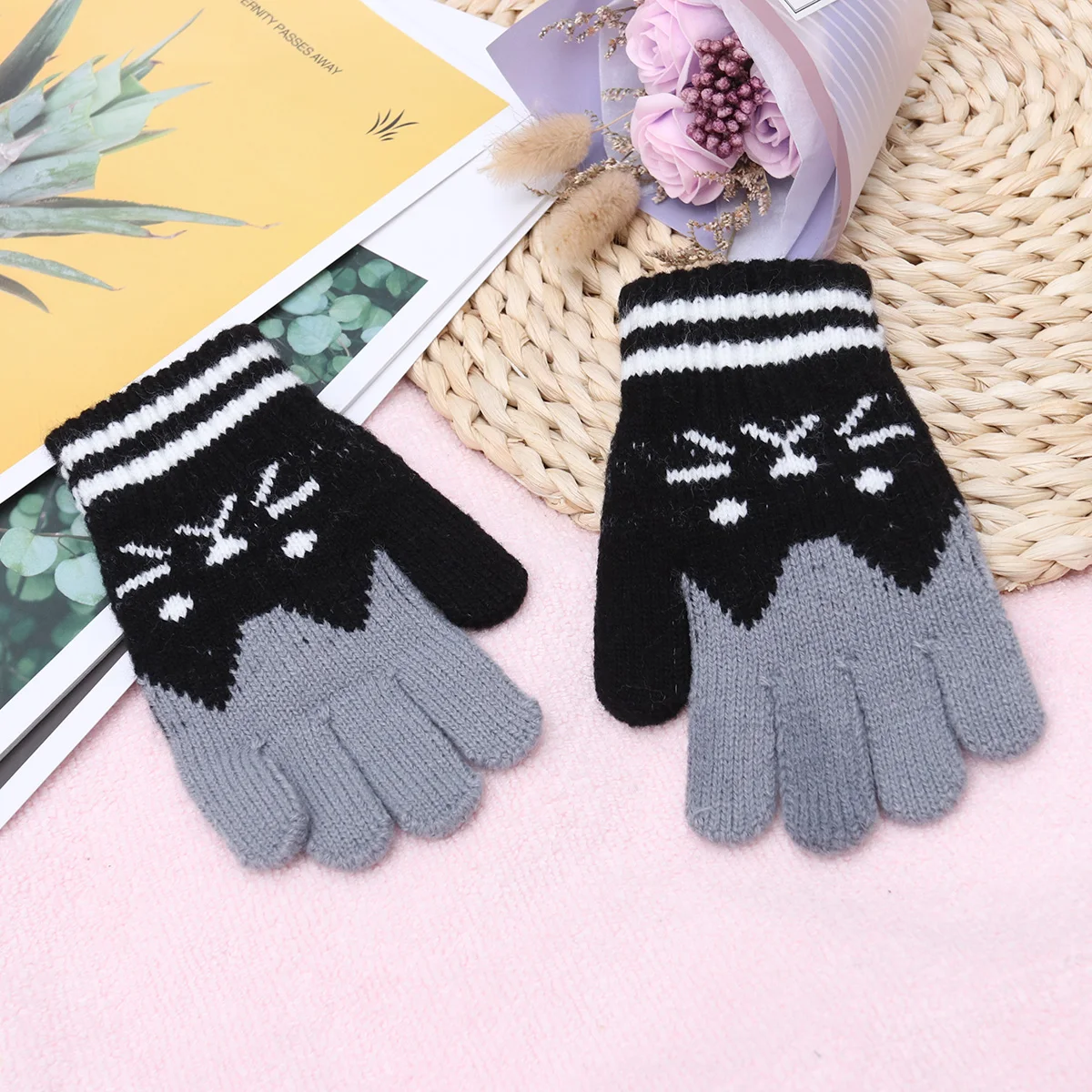 

Winter Warm Knitted Gloves Soft Girl Children Camping Outdoor Activities Kids Handwear