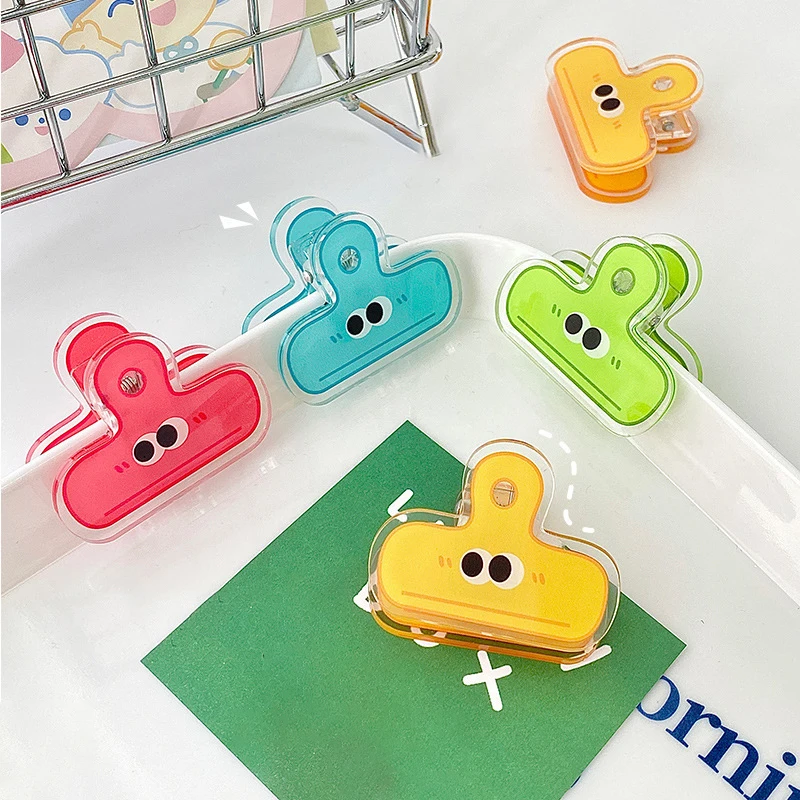 Clips de papel de doble cara Kawaii Smile Binder, Clips lindos para archivos, documentos, boletos, abrazadera, soporte de página de índice, suministros de encuadernación de oficina