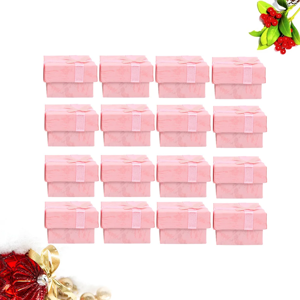 

30Pcs Jewelry Storage Boxes Pink Small Lightweight Bowknot Organizer for Earrings Necklaces Bracelets Candy Boxes Wedding