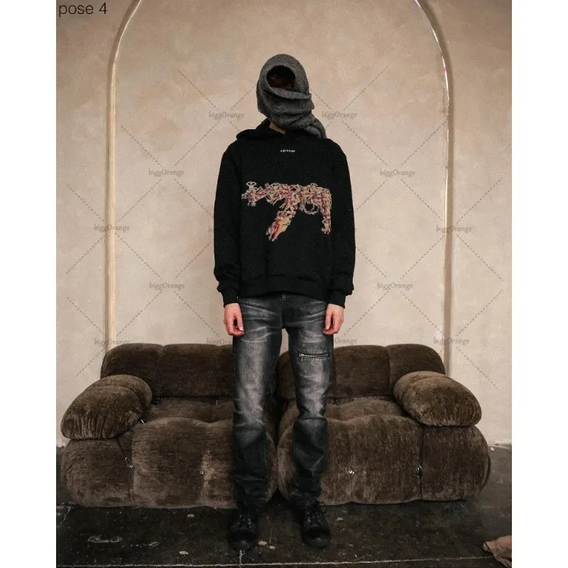 الرجعية المهر Y2K Harajuku نمط طباعة عادية فضفاض هوديي الرجال الشارع الأمريكي الهيب هوب موضة المتضخم البلوز النساء #1