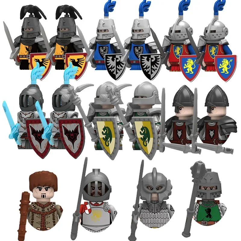 Medieval  Army Soldiers Knight Legion Tribal Warrior Swordsman Wolf Pack Warrior Ancient Military Figures Building Blocks Toys