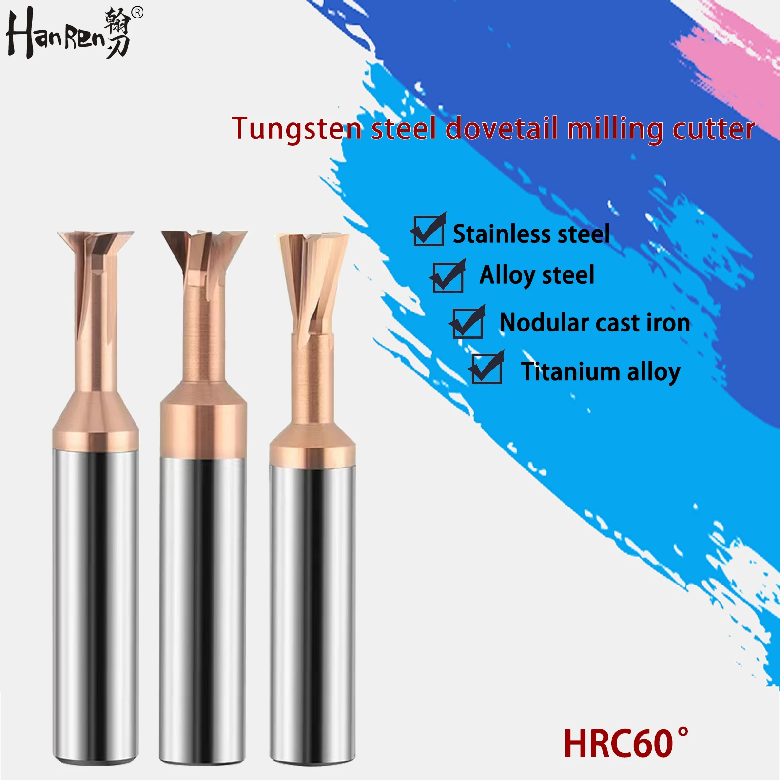

Вольфрамовая сталь, фреза с пазом «ласточкин хвост», центральные инструменты для обработки твердого металла с ЧПУ 45 ° 60 ° 75 ° Фаска покрытия высокой твердости