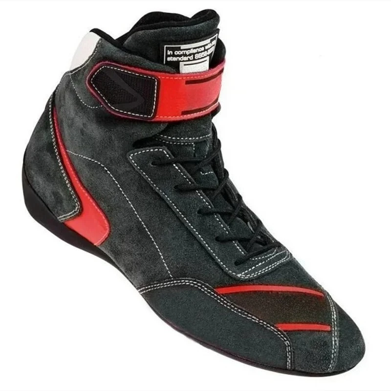 

Кожаные гоночные туфли унисекс, ботинки, обувь, сертифицированная FIA, огнестойкие, высокопроизводительные для автомобиля, автофургона, мотоцикла, бездорожья