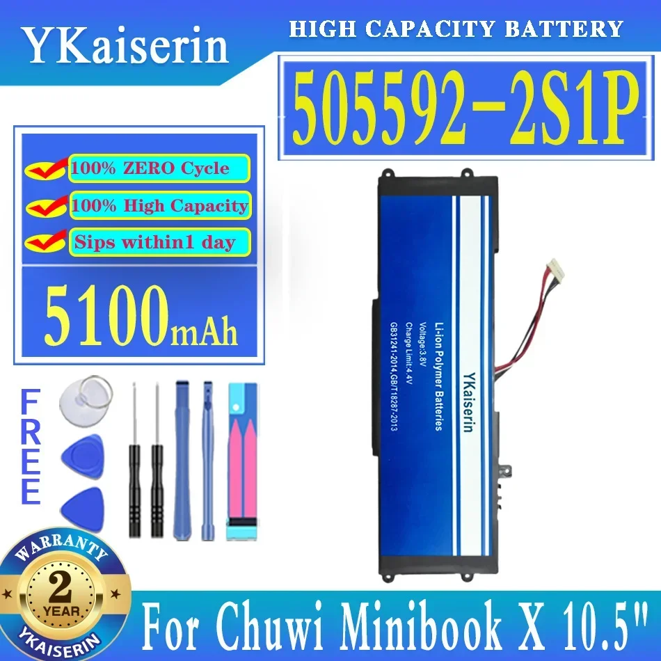 

YKaiserin Battery 505592-2S1P 5100mAh For Chuwi Minibook X 10.5" inch For Aierxuan Dere Laptop Batteries