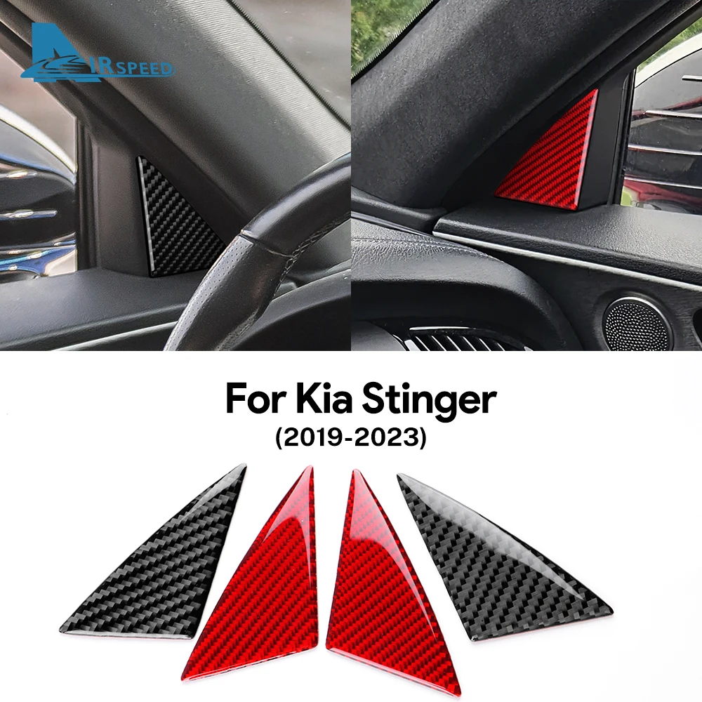 

Real Soft Carbon Fiber Sticker For Kia Stinger 2019 2020 2021 2022 2023 LHD RHD Car Door Triangle Interior Trim Accessories