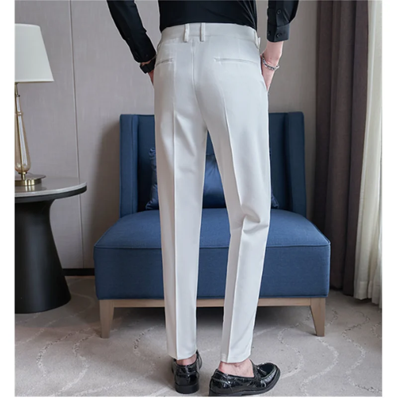 Fashion Men Business Social Twill Suit Pants Green / Black / Gray High-end Male Wedding Party Dress Trousers