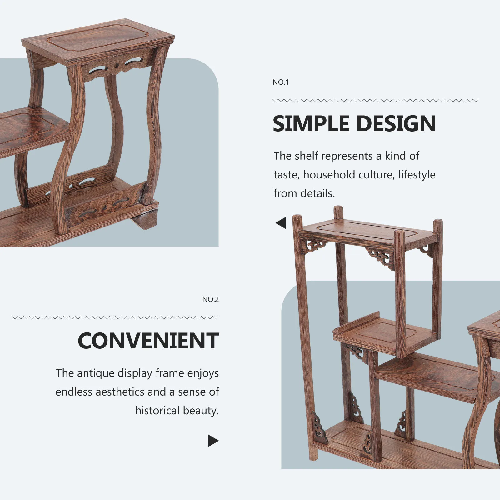

Chicken Wing Wood Curio Display Rack Shelf for Vintage Tea Set Jade Crafts Wooden Storage Stand Home Decor