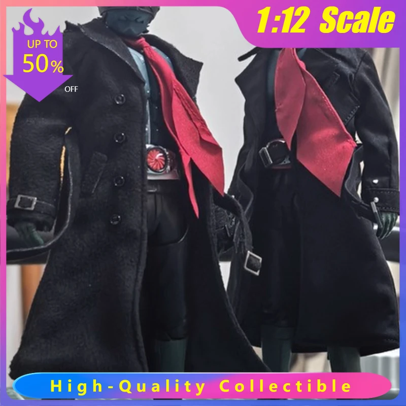 

1/12 Male Soldier Long Loose Fitting Casual Windbreaker with Belt Red Scarf for 6" Normal Action Figure NW SHF Accessories Body