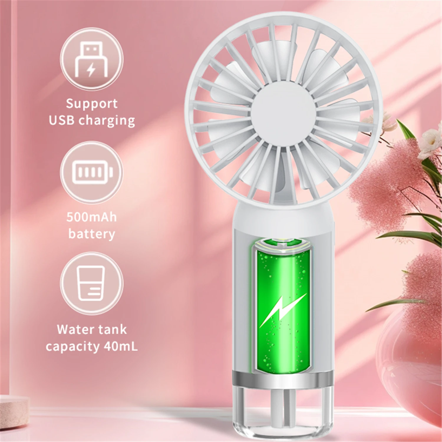 Upgraded Portable Misting Fan, Handheld Personal Mister Fan, Battery Operated Spray Water Mist Fan for Makeup, Travel, Outdoors