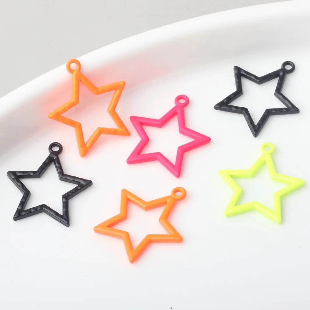 10pcs Alloy Color Stars Hollow Out Charms Pendant For DIY Bracelet Earring Jewelry Necklace Key Chain Making Accessories