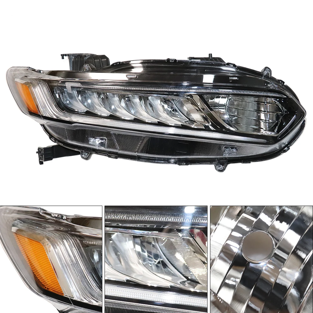 Driver Left / Passenger Right Side Headlight LED Headlamp Fit for Honda Accord 2018 2019 2020 2021 LH /RH LED Clear Lens