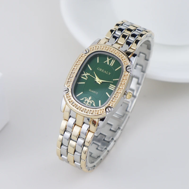 Casual Luxury Fashion Oval Metal Band Watches for Women 2022 Brand Simple Rectangle Rhinestone Ladies\' Quartz Wristwatch Female