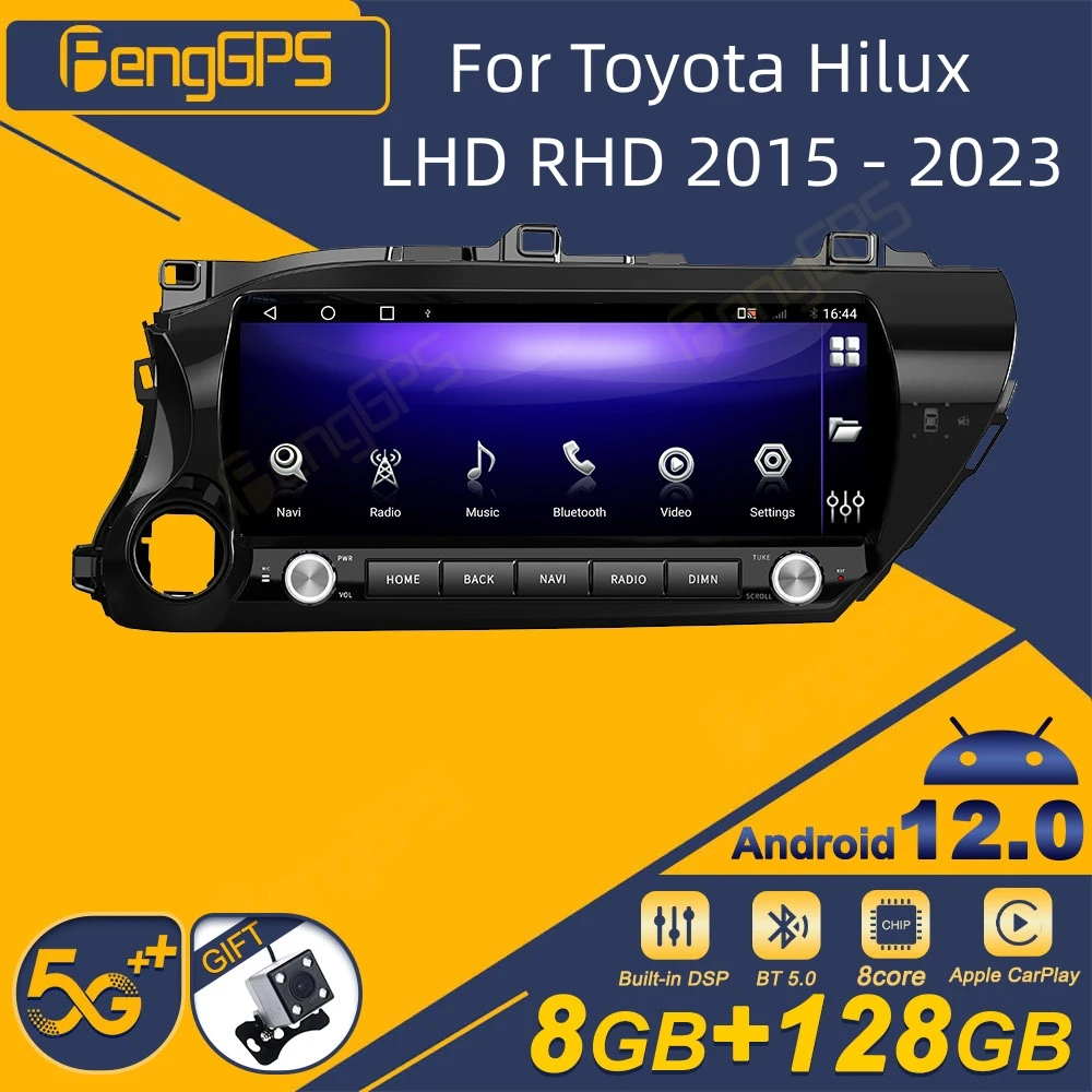 Dla Toyota Hilux LHD RHD 2015 - 2023 Radio samochodowe z androidem 2Din odbiornik Stereo odtwarzacz multimedialny Autoradio nawigacja GPS jednostka