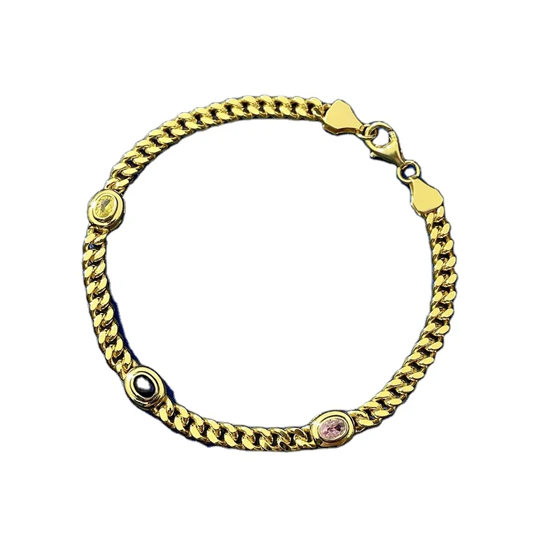 

S925 Silver Bracelet Colorful Zircon Inlaid Personalized Temperament Simple Fashion Versatile Bracelet Jewelry for Women