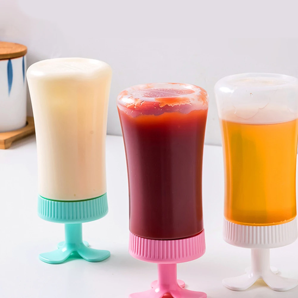 Botellas de condimentos, dispensador de salsa de tomate, exprimible con tapa, aderezo para ensalada y glaseado, contenedor portátil, gelatina de frijol