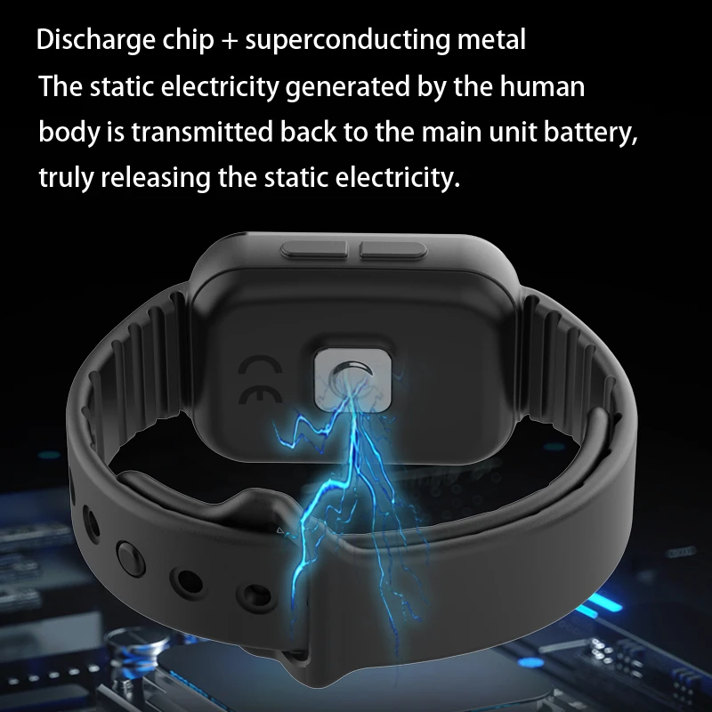 سوار معصم Xiaomi مضاد للكهرباء الساكنة للرجال والنساء في الشتاء، جهاز مضاد للكهرباء الساكنة مع جهاز عرض الوقت ومضاد للكهرباء الساكنة