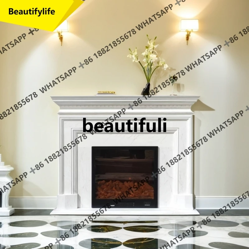 

A13 Marble European carved fireplace cabinet background wall entrance home decoration engraving living room decoration