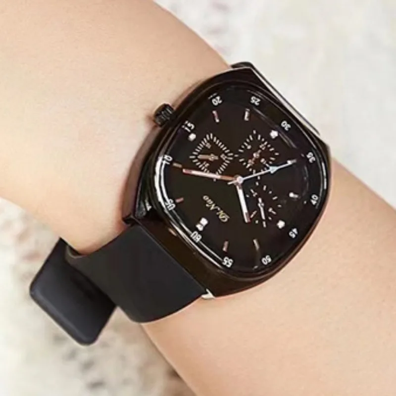 Fashion Women Watch Silicone Tape Strap Square Large Dial Women Quartz Watch Casual Waterproof Student Clock Relojes Para Mujer