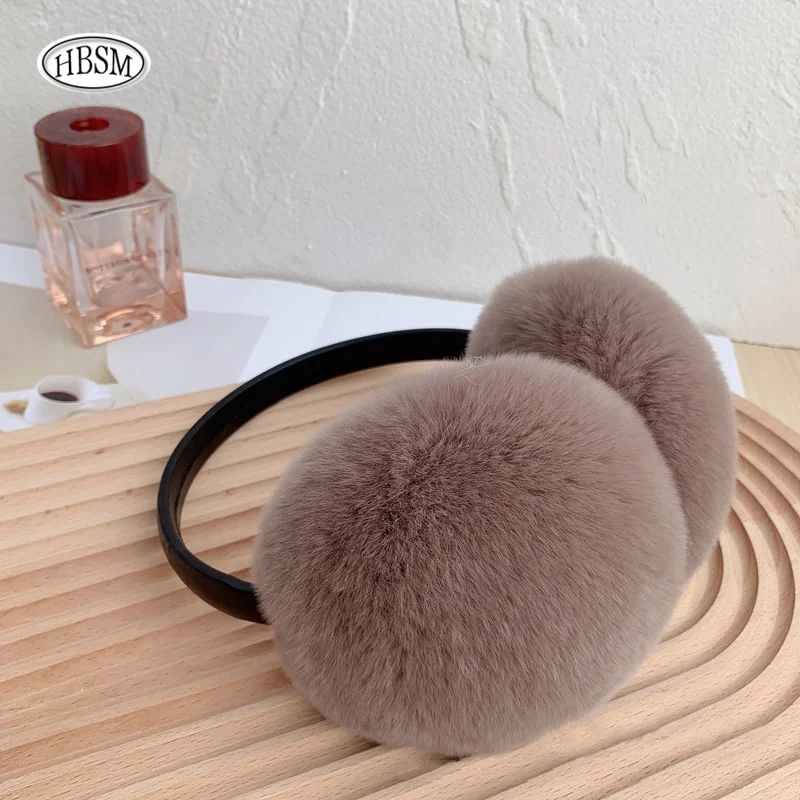 100% Natural Fur Ear Muffs for Women Winter Fur Earmuffs Soft Warm Furry Ear Muffs Real Rex Rabbit Ear Covers for Girls Gift