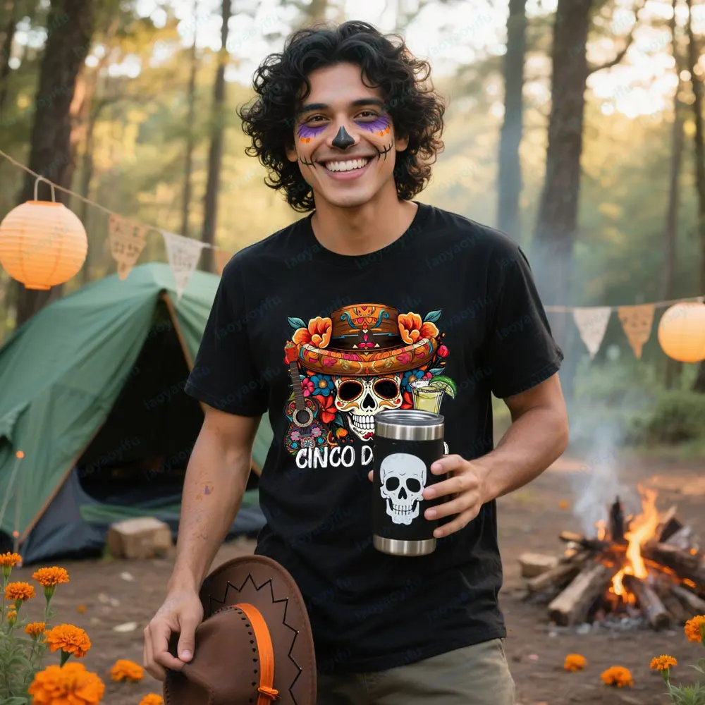 Cinco De Mayo Costumes De Festival traditionnel du mexique Tequila Tacos chapeau mexicain t-shirt fête mexicaine crâne de sucre hommes t-shirt hauts