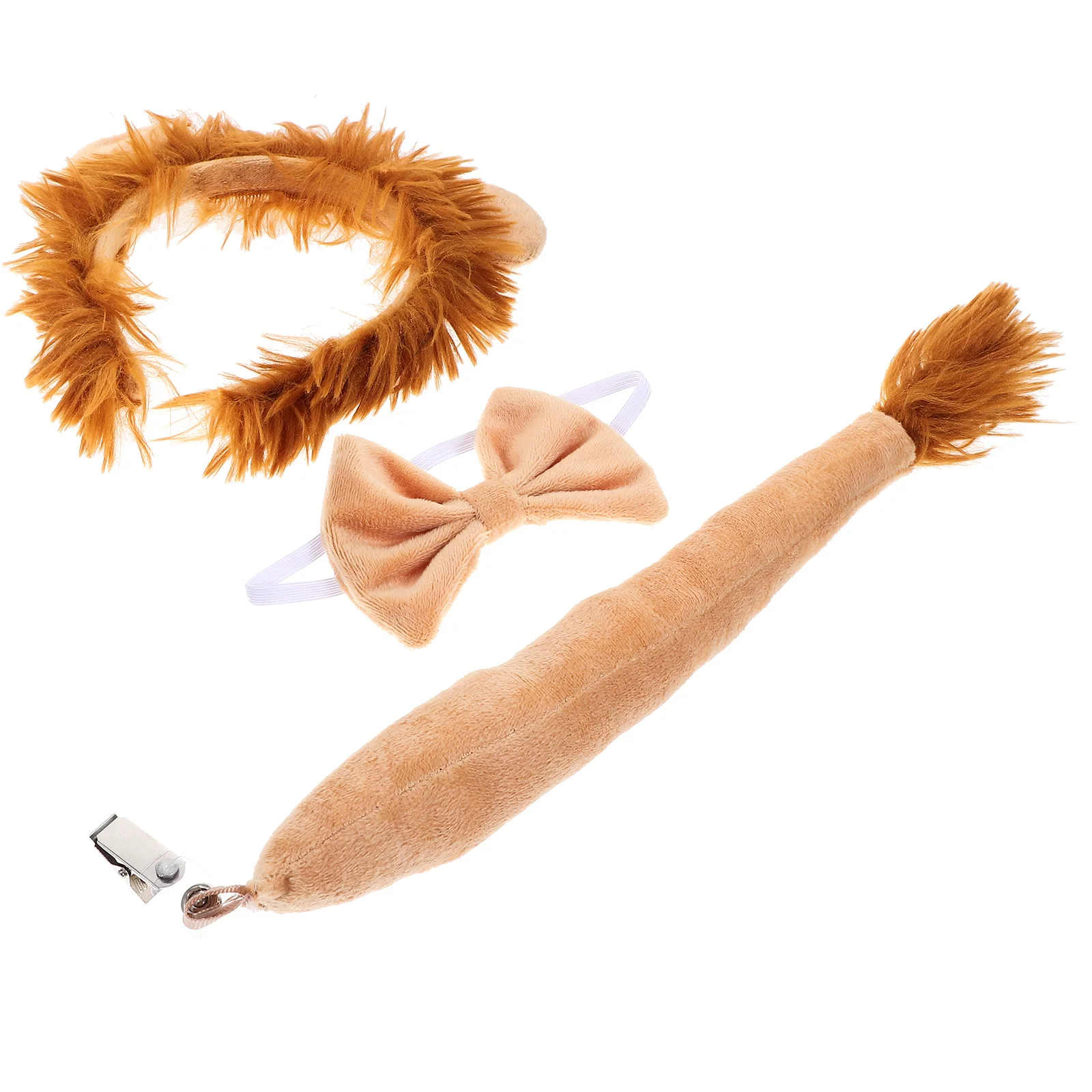 

Children's Performance Lion Headband Set Halloween Costumes Animal Tails Ears Clothing Cosplay Props Plush Bow Tie Fabric