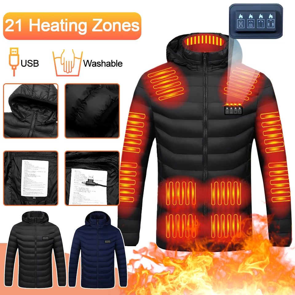 

21 Zone Heating Electric Heated Jacket USB Charging Self Heating Vest Winter Outdoor Sports Waterproof Windproof Heated Vest