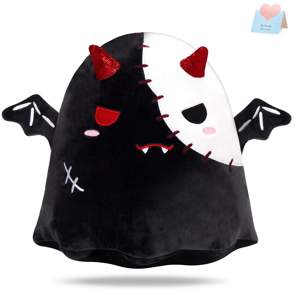 12in/30cm Black Devil Stuffed Pillow Halloween Bat Devil Doll Toys Throw Pillow Animals Toys Halloween Ornaments Present