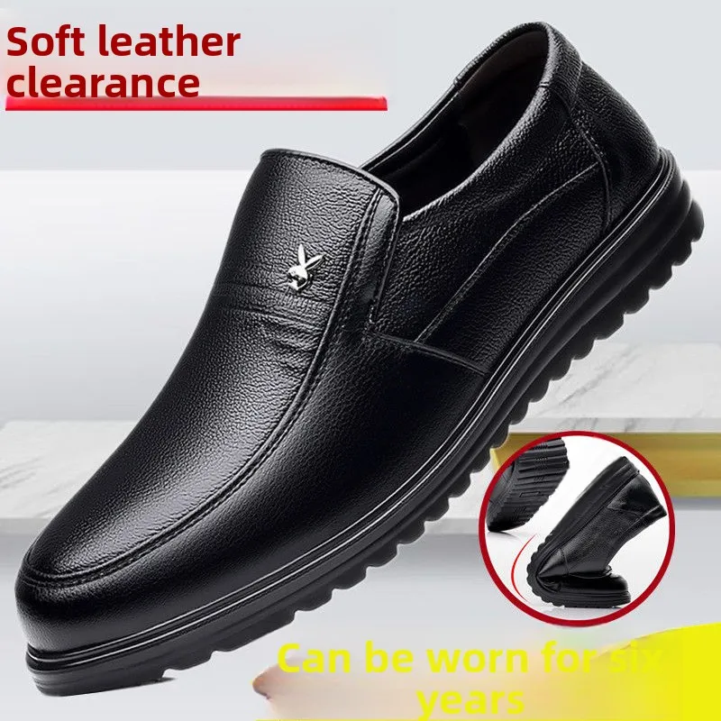 Zapatos de hombre de cuero genuino, fondo suave, informales, a la moda, para jóvenes, combina con todo, impermeables, antideslizantes, punta redonda, primavera