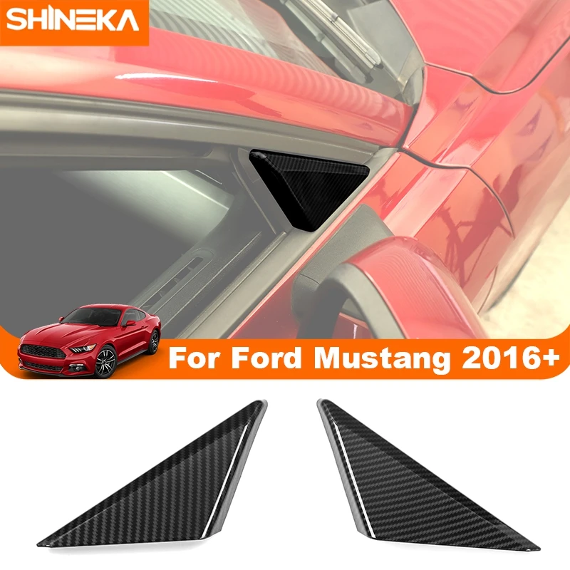 

SHINEKA ABS Carbon Fiber A-pillar Window Triangle Glass Decoration Cover Trim For Ford Mustang 2016 2017 2018 Up Accessories