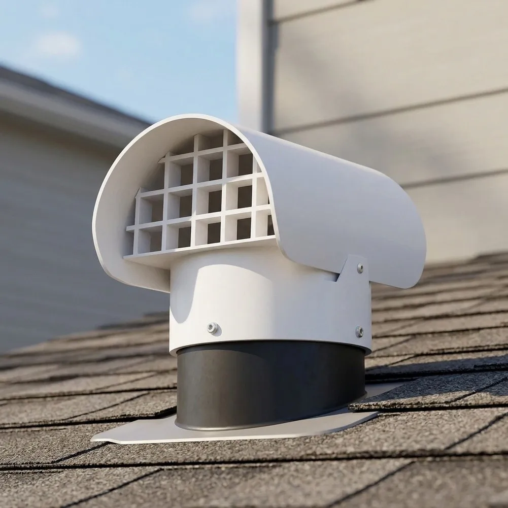 Robust PVC For Exhaust Port Cover for Radon Duct Systems Smoke Duct Installations and Roof Vent Applications 10.16x8.89x16.51cm