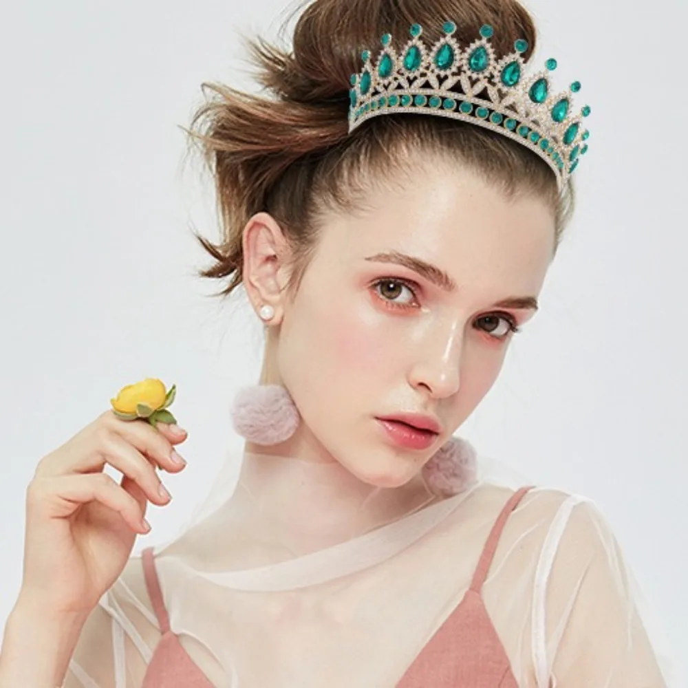 

Rhinestone Baroque Pageant Crowns Cake Decorations Hair Jewelry Queen Princess Tiara Round Size Sparkling Wedding Crown