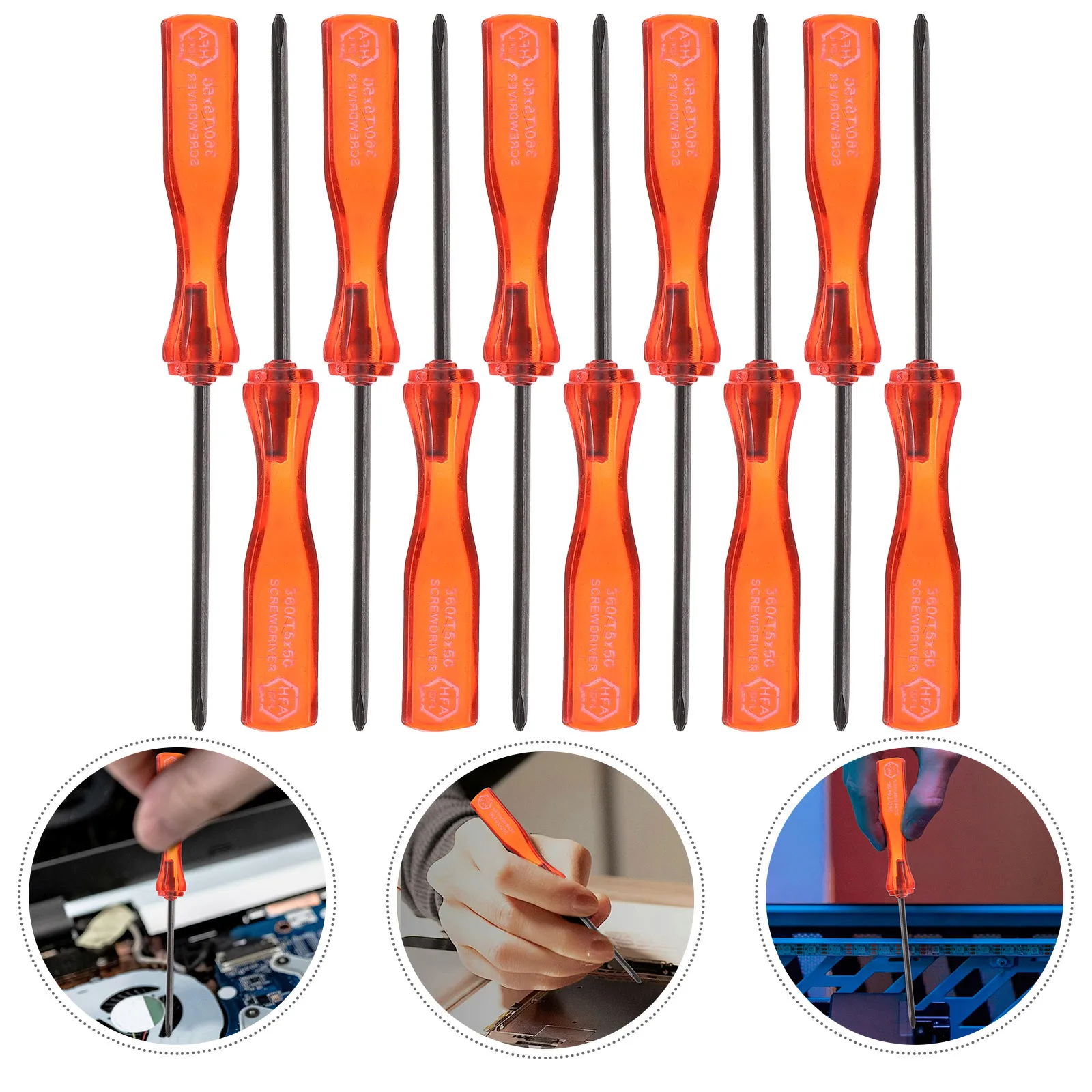 

10Pcs Screwdriver for Game Machine Maintenance Heavy Duty Metal Construction Lightweight Handle Multi Use Repair Tool