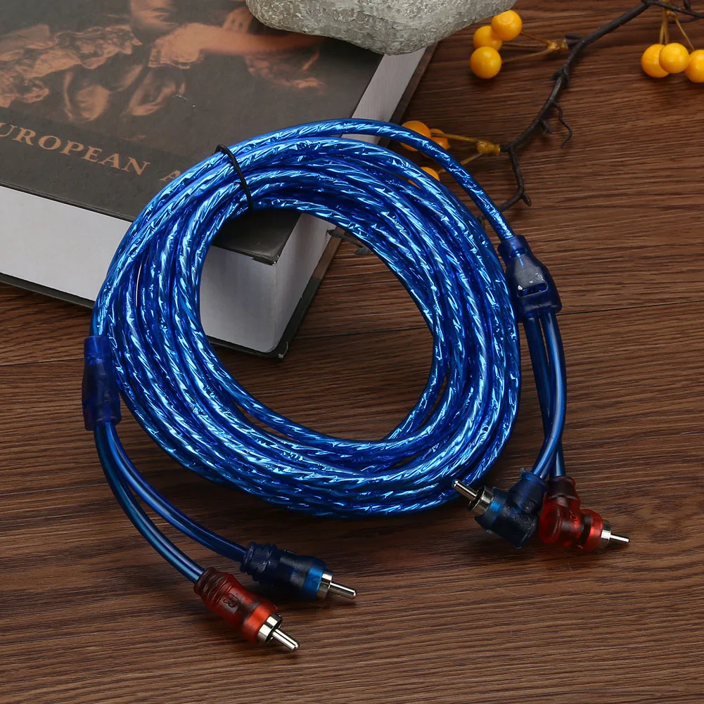5m Car Modified RCA Audio Cable Pure Copper Car Audio Power Amplifier Cable Automotive Electronics Accessories