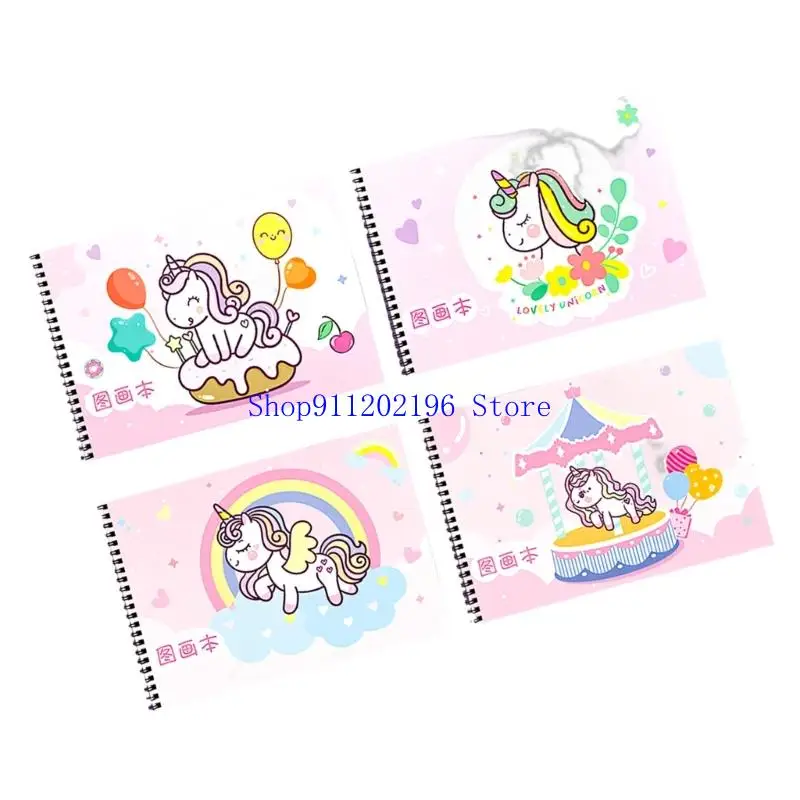 p82a-4pcs-twin-coil-binding-drawing-book-with-96-cartoon-sticker-60-pages-each-sketching-notebook-for-kids-drawing-doodling