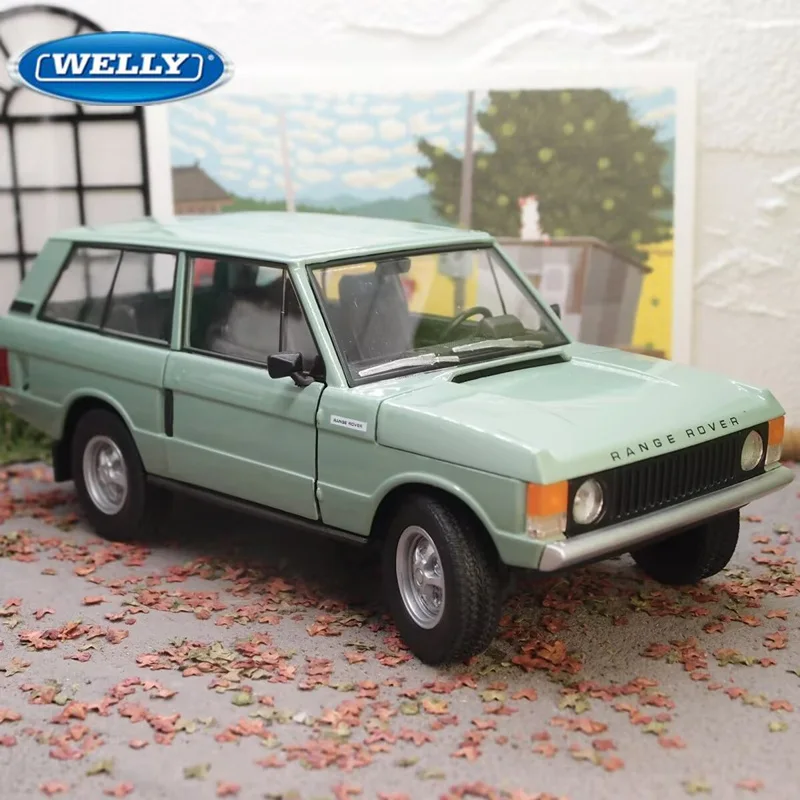 

WELLY 1:24 1970 Range Rover SUV, модель автомобиля из сплава, литье под давлением, металлические внедорожники, модель автомобиля, коллекция высокой имитации, подарки для детей