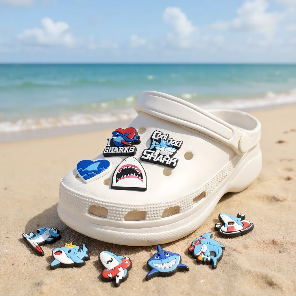 1-10PCS Cute Sharks Shoes Accessories Boys Girls Sandals Garden Shoe Buckle Decorations Fit Charm Party Gift