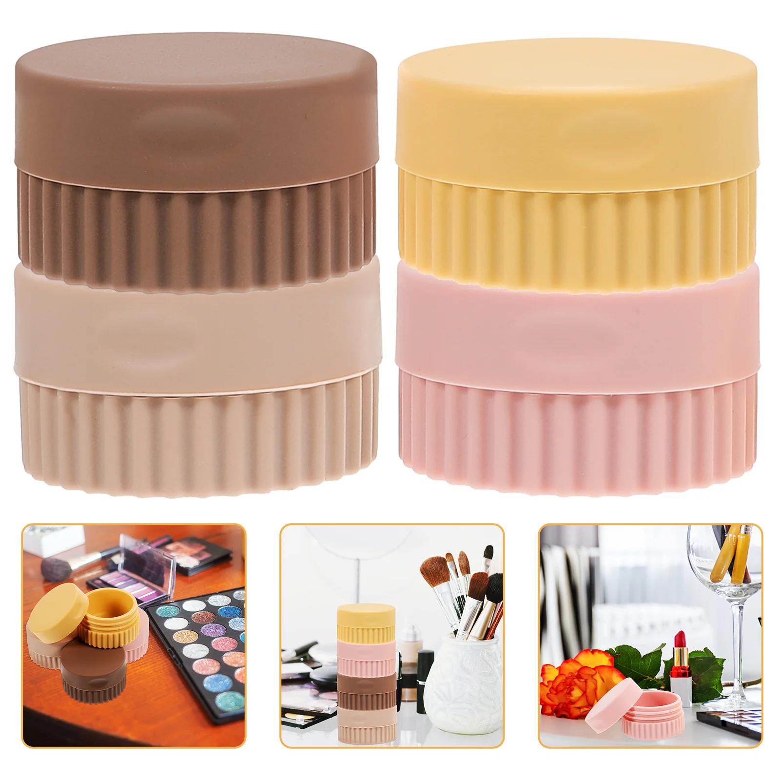 

4pcs Silicone Travel Containers 100Ml Small Jars For Cosmetics Medicine Lotions Leakproof Portable Storage Compact Multipurpose