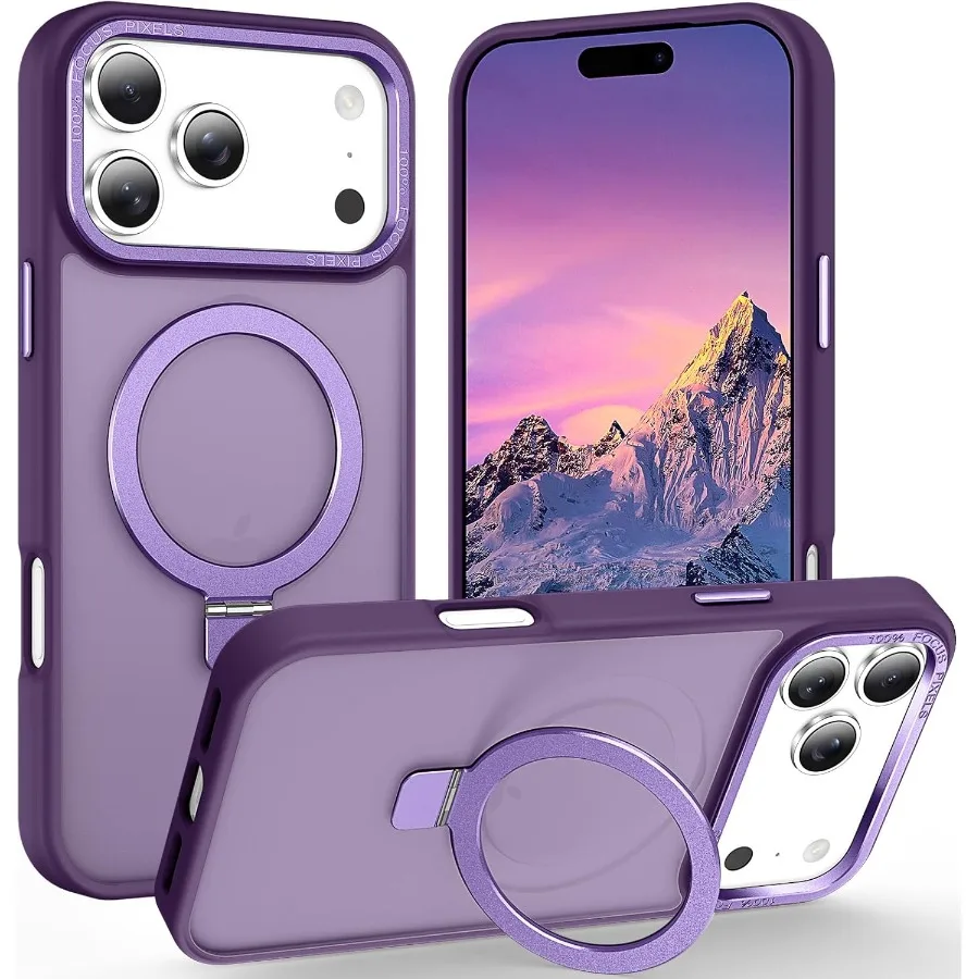 

Ring Stand for iPhone 17 Pro 6.3'' in Dark Purple Slim Translucent Matte Design with 10 FT Drop Protection