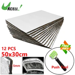 Uxcell 12pcs 50x30cm Car Sound Insulation Mat 5mm Door Hood Engine Thermal Sound Deadening Sheet With Free Gift Roller Push Tool