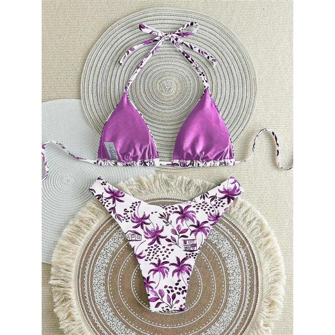XS - L Neuer bedruckter Neckholder-Bikini, brasilianischer Bikini, Damen-Badeanzug, zweiteiliges Bikini-Set, Badeanzug für Damen, Badebekleidung, Badeanzug, Schwimmanzug V7173 – Detail 11