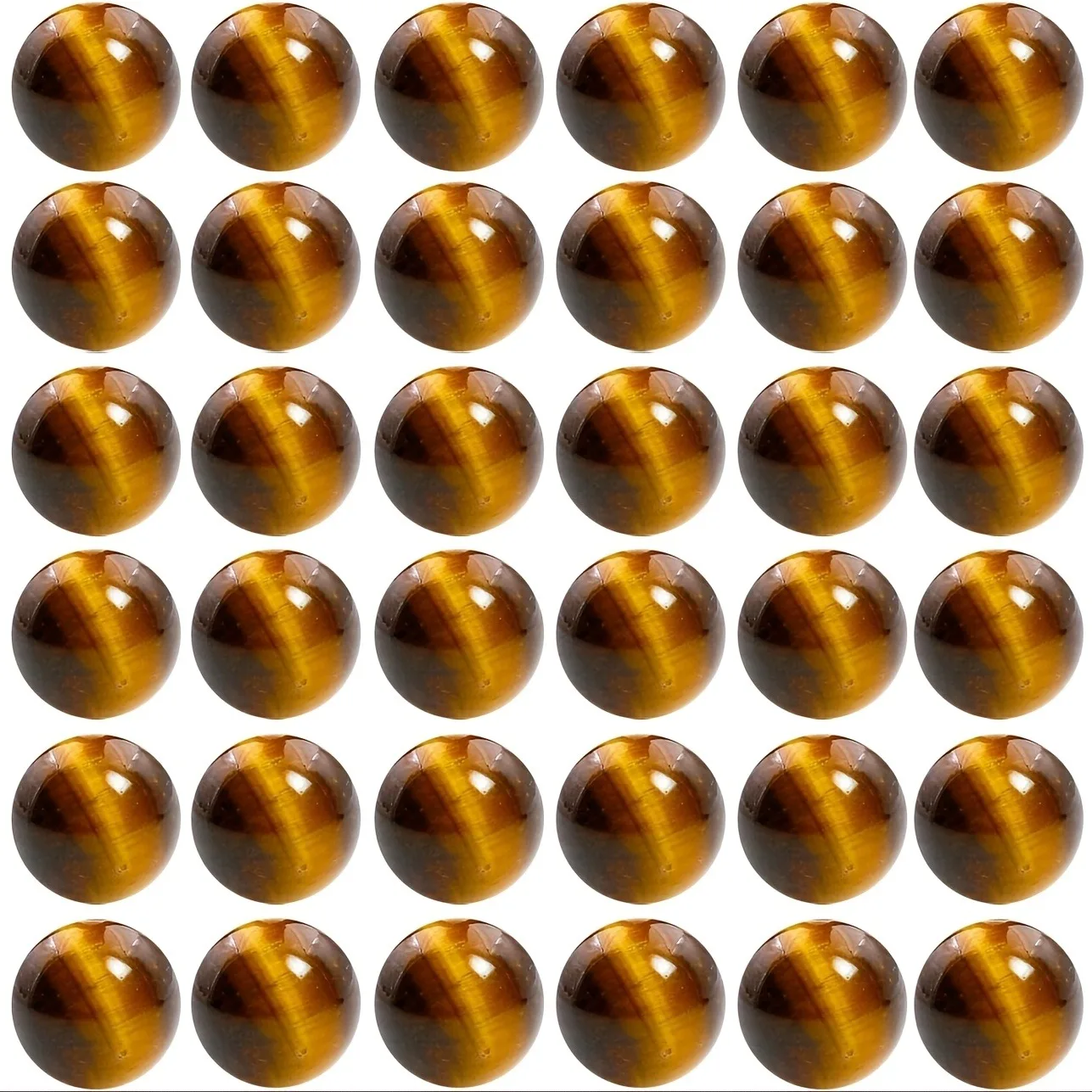 50pcs Tiger Eye Beads, 8mm in Diameter, Genuine Stone Material, 1mm Hole Diameter. For DIY Bracelet, Necklace, Other Jewelry.