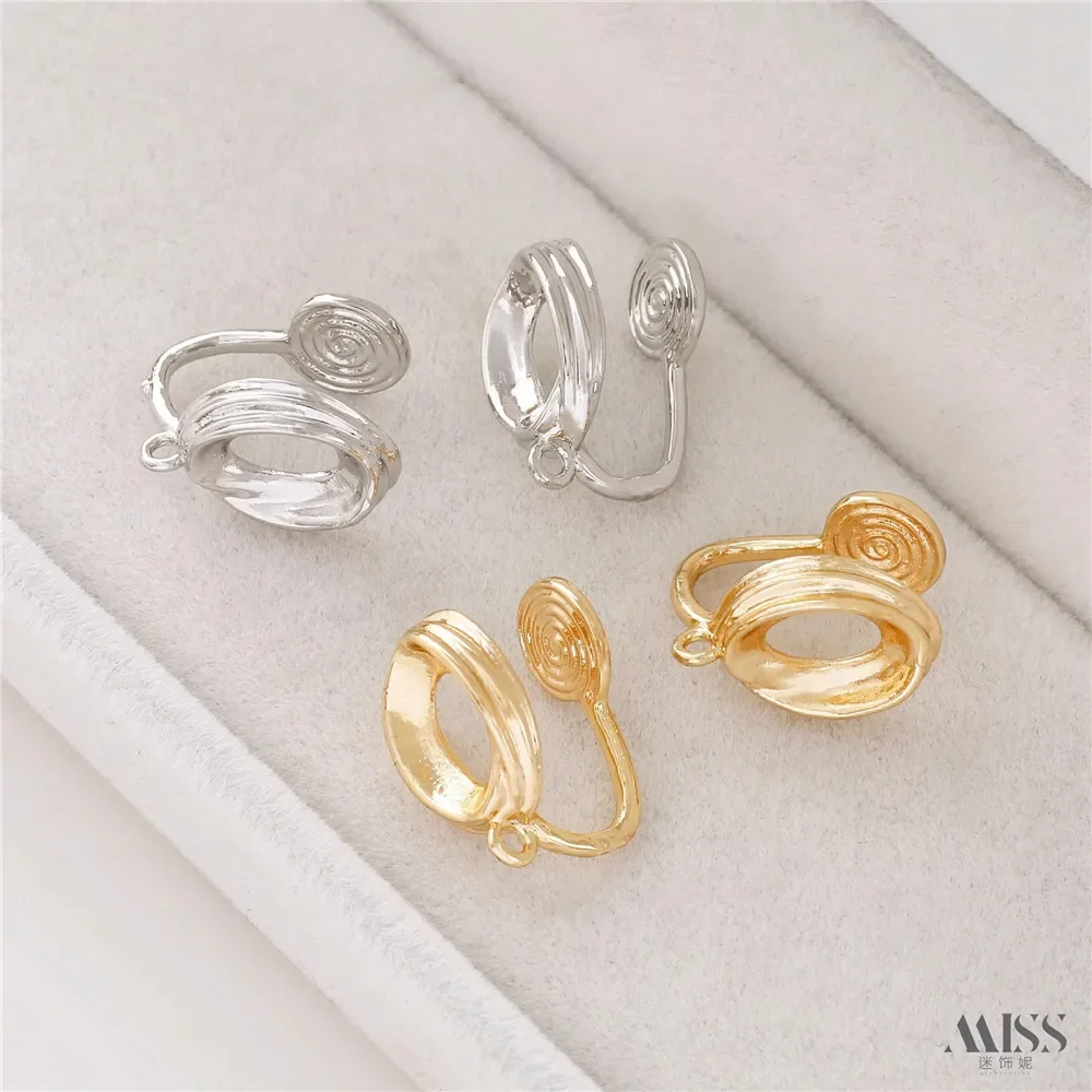 14K Gold Wrapped Spiral Patterned Elliptical Mosquito Coil with Ear Rings and Silicone Ear Bone Clips DIY Ear Accessories