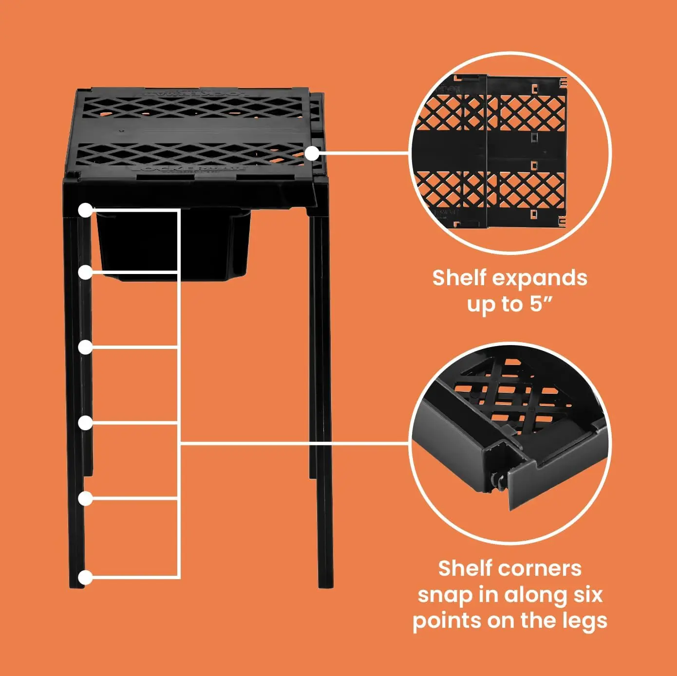 Adjustable Locker Shelf with Drawer, Extends to Fit Any Locker, Black Organizer for Easy Storage