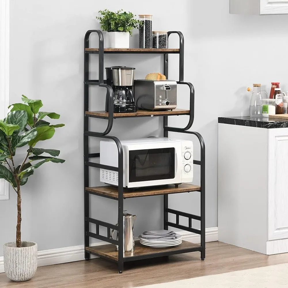 

Metal 4-Tier Kitchen Bakers Rack With Storage Shelf Standing Microwave Oven Stand Rack Spice Rack Organizer Freight Free Shelves