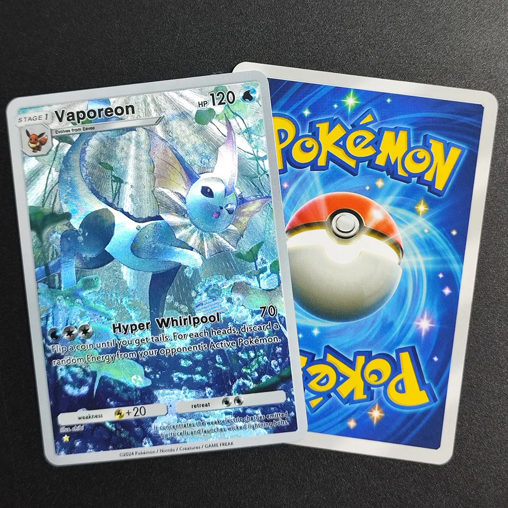9PCS/Set TCG Pocket English Vaporeon Flareon Umbreon Espeon Leafeon Glaceon Sylveon Jolteon Eevee Game Texture Flash Card Toy