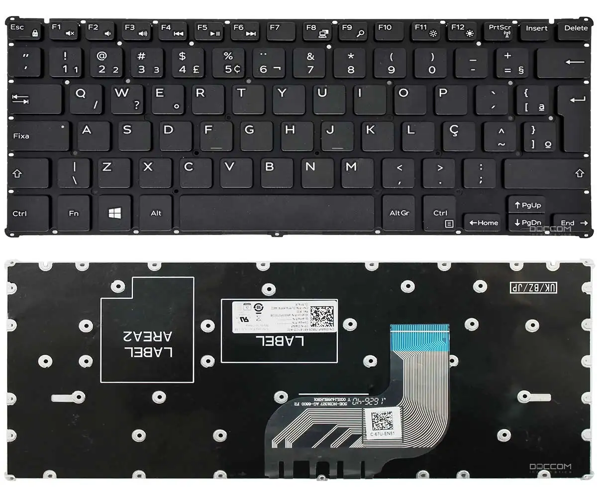 Teclado Compatível Notebook Dell Inspiron 11 3168 3169 P25t 0r52nt 03c1hr 03484f Dlm14j68pa-4422 Layout BR ABNT2 Preto